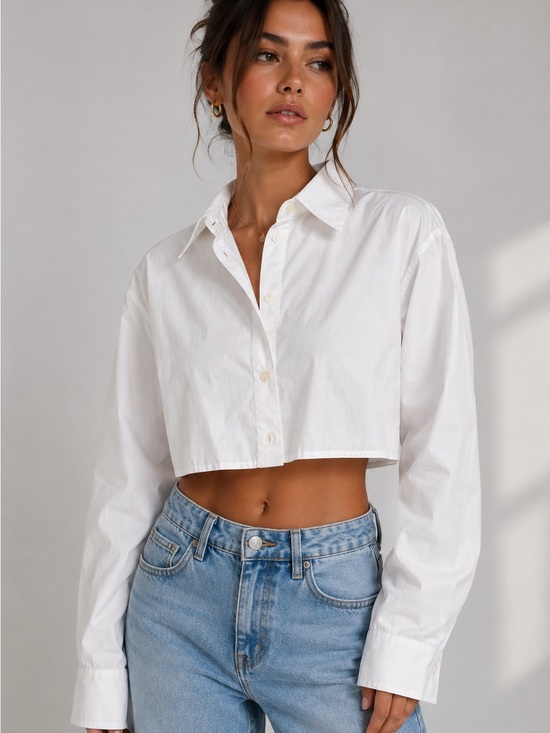 Zara Tops - ❌SOLD❌Zara Crop Poplin Shirt/ Size Small
